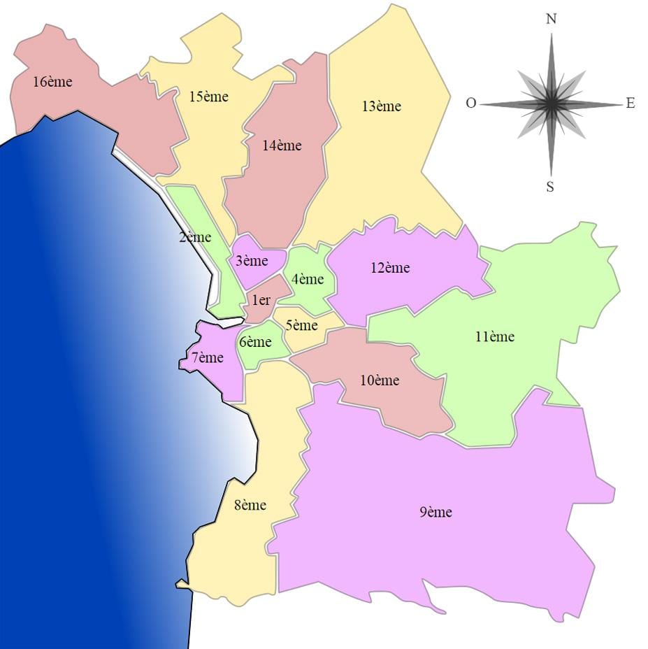 মানচিত্র, মার্সেই অ্যারোঁদিসেমেন্ট
