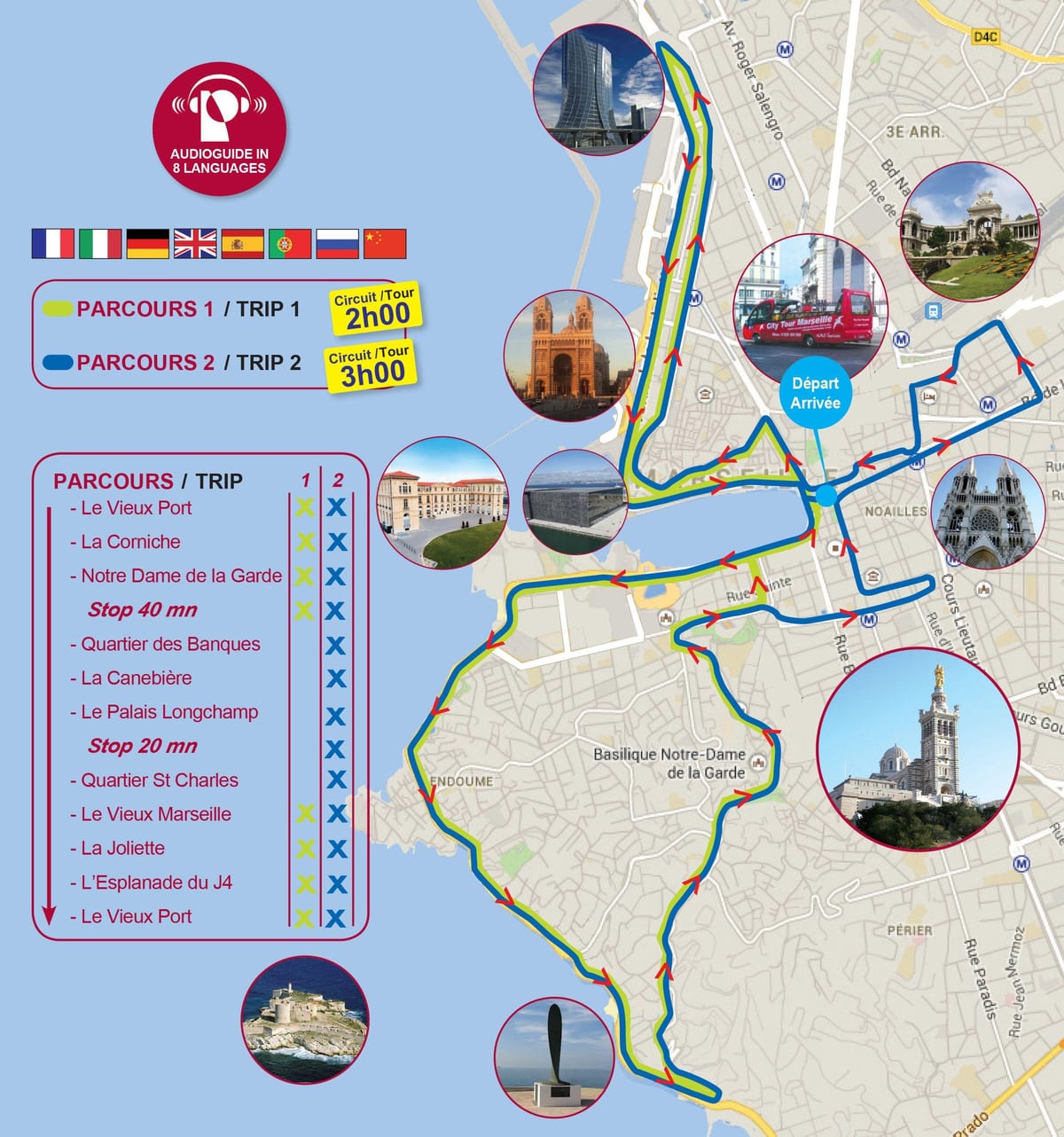 হপ অন হপ অফ বাস Marseille, ফ্রান্স মানচিত্র